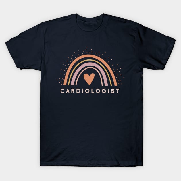 Cardiologist - Boho Casual Rainbow Dark Design T-Shirt by best-vibes-only